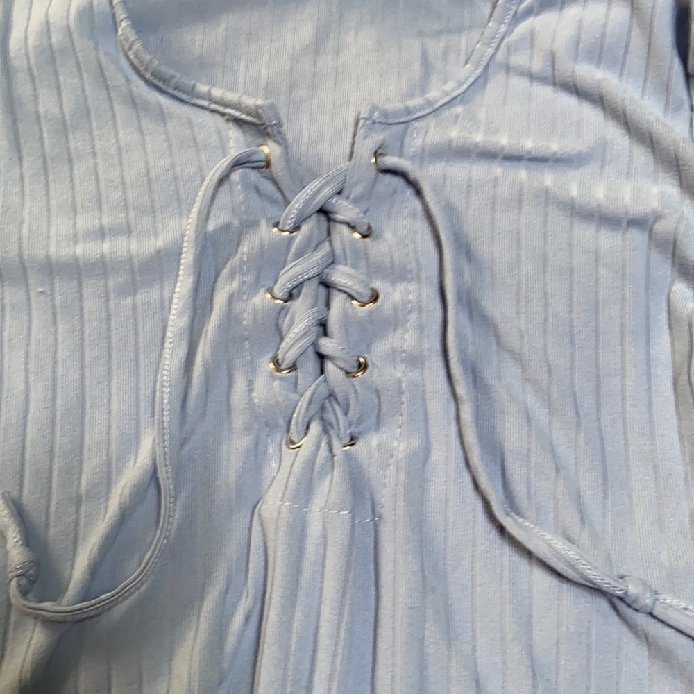 Blue Ribbed Top - Picture 3 of 4